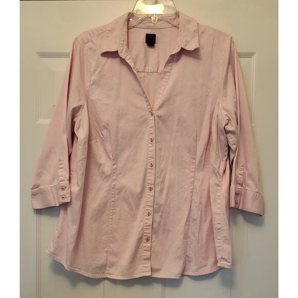 212 Collection Womens Stretch Fitted Shirt Size 1X Pink Button Up - Picture 9 of 10